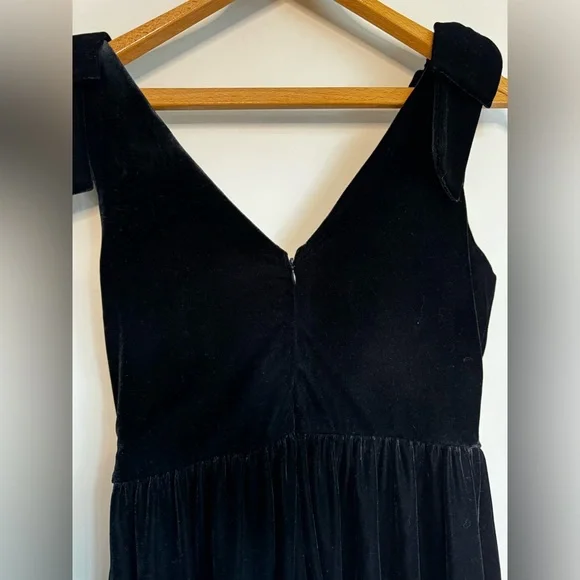 Velvet lbd with bow detail on shoulder - Picture 7 of 8